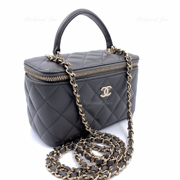 ❗️Sold❗️ CHANEL Lambskin Grey Top Handle Vanity Case Chain Bag GHW - Picture 3 of 15